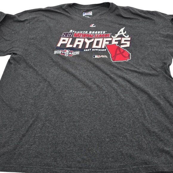 Atlanta Braves 2012 Playoffs T-Shirt 2XL Majestic MLB Authentic Collection Gray - Picture 1 of 6